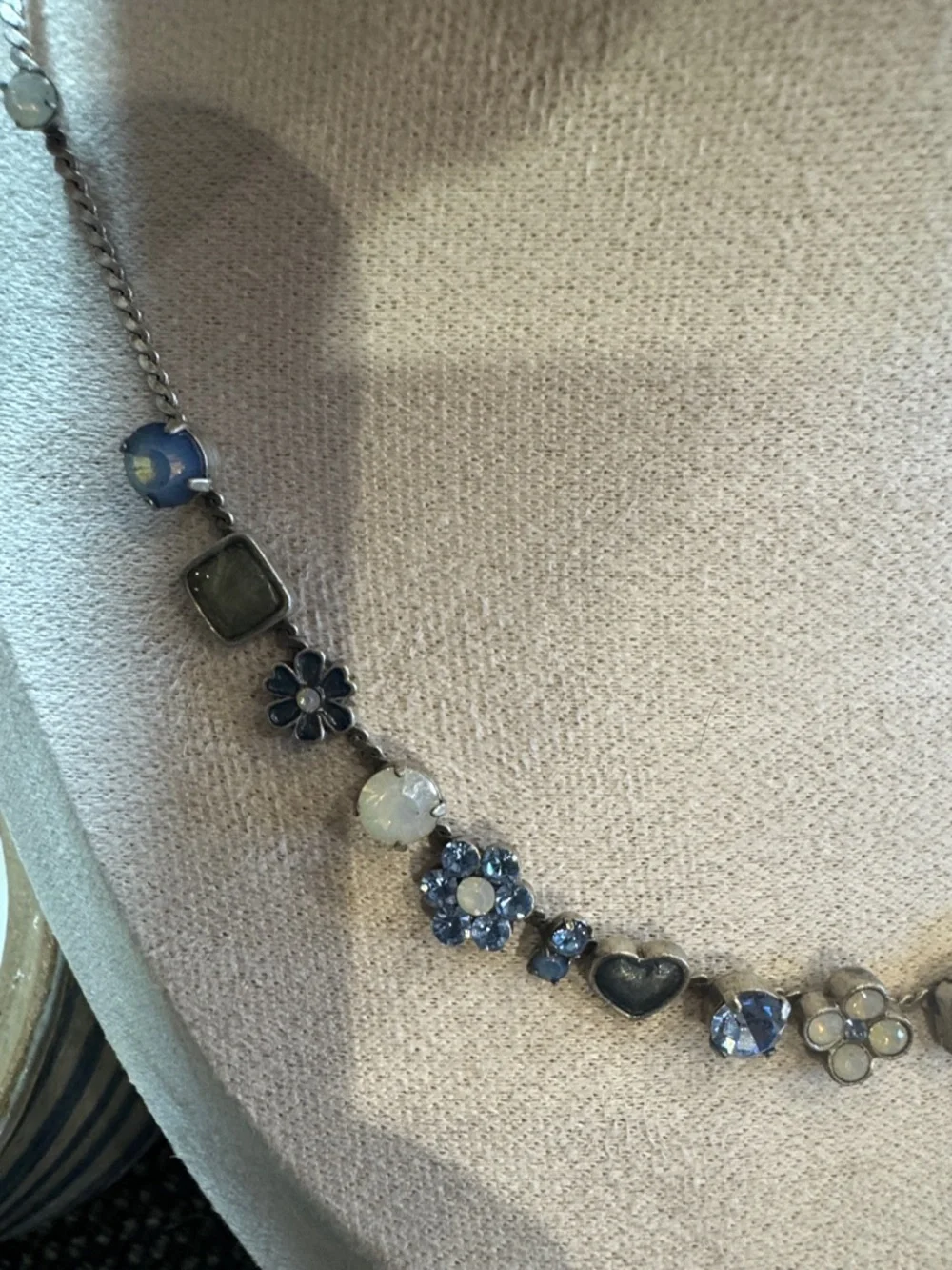 Blue Crystal Floral & Heart Necklace - Women Jewelry - Picture 3 of 6